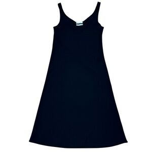 Babaton Sz XS Dress Black Vneck sleeveless Midi Classic Minimalist LBD